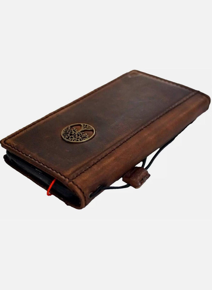 Genuine Leather fo OnePlus Open Case Wallet Handmade Wireless Luxury Diy Tree