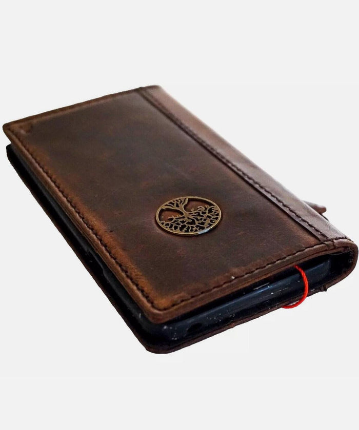 Genuine Leather fo OnePlus Open Case Wallet Handmade Wireless Luxury Diy Tree