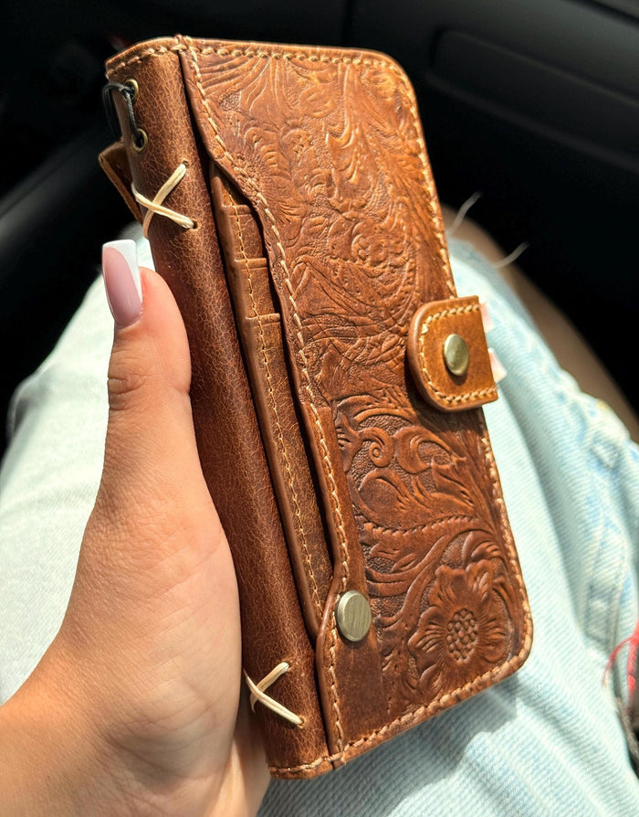 Genuine Leather fo OnePlus Open Case Wallet Handmade Wireless Luxury oiled Ar