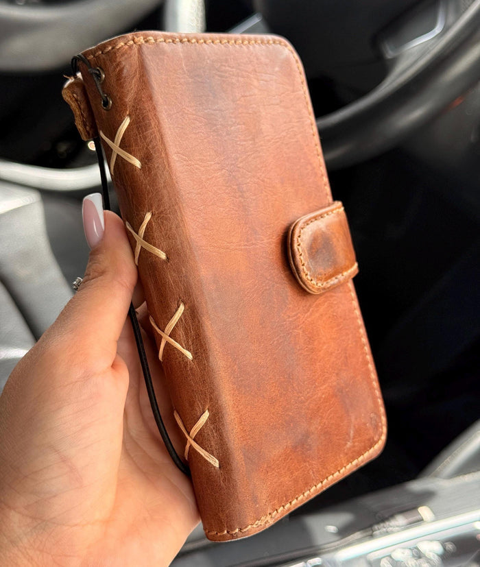 Genuine Leather fo OnePlus Open Case Wallet Handmade Wireless Luxury oiled Ar