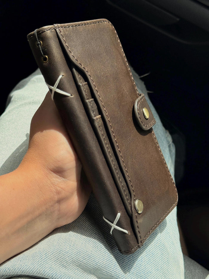 Genuine Leather fo OnePlus Open Case Wallet Handmade Wireless Luxury oiled Ar