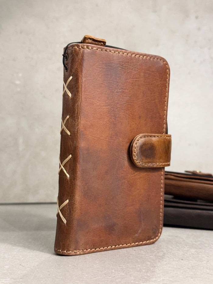 Genuine Leather fo OnePlus Open Case Wallet Handmade Wireless Luxury oiled Ar