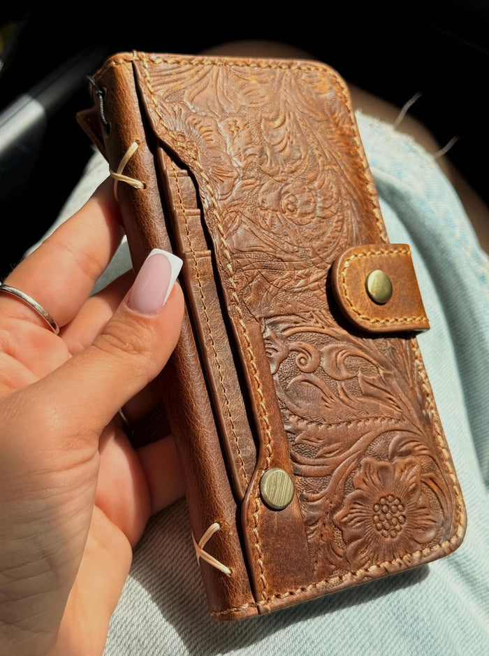 Genuine Leather fo OnePlus Open Case Wallet Handmade Wireless Luxury oiled Ar