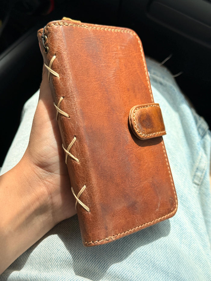 Genuine Leather fo OnePlus Open Case Wallet Handmade Wireless Luxury oiled Ar