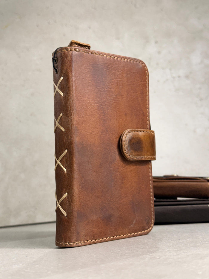 Genuine Leather fo OnePlus Open Case Wallet Handmade Wireless Luxury oiled Ar