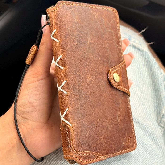 Genuine Leather fo OnePlus Open Case Wallet Handmade Wireless Luxury