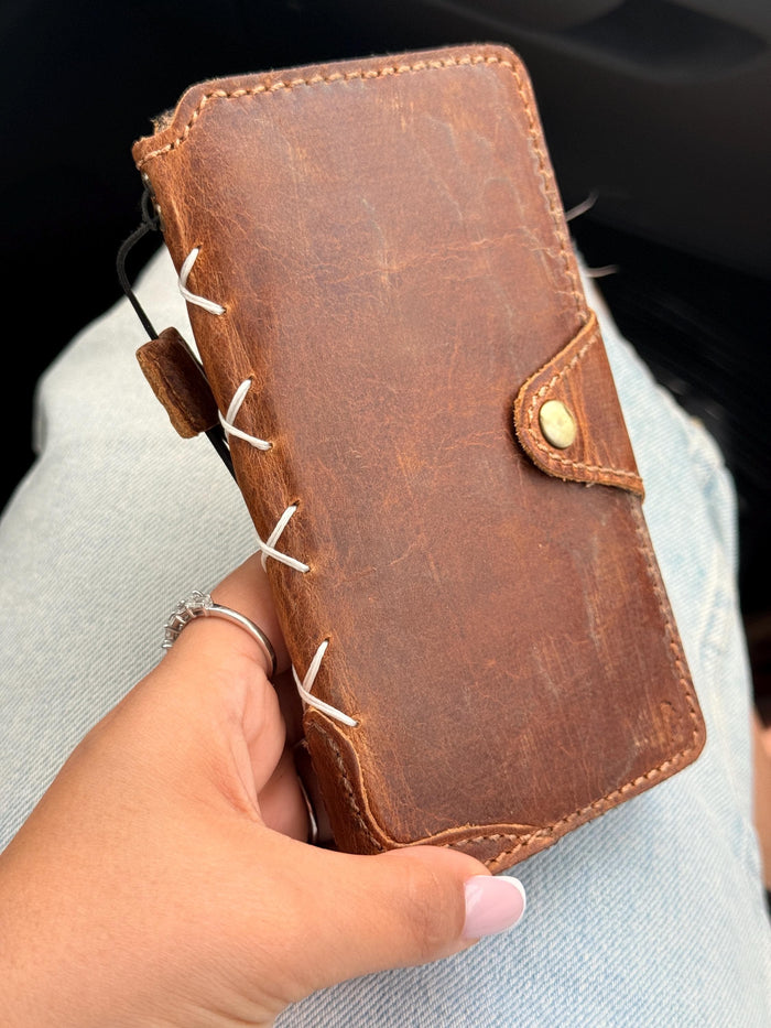 Genuine Leather fo OnePlus Open Case Wallet Handmade Wireless Luxury