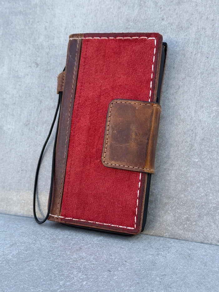 Genuine Leather fo OnePlus Open Case Wallet Handmade Wireless Luxury