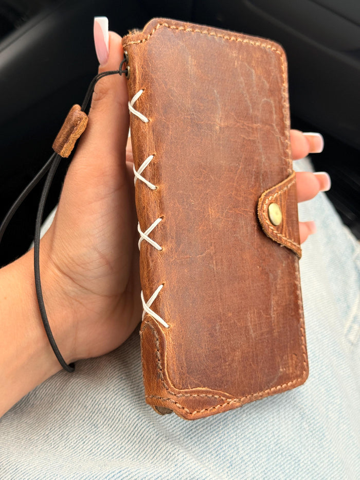 Genuine Leather fo OnePlus Open Case Wallet Handmade Wireless Luxury