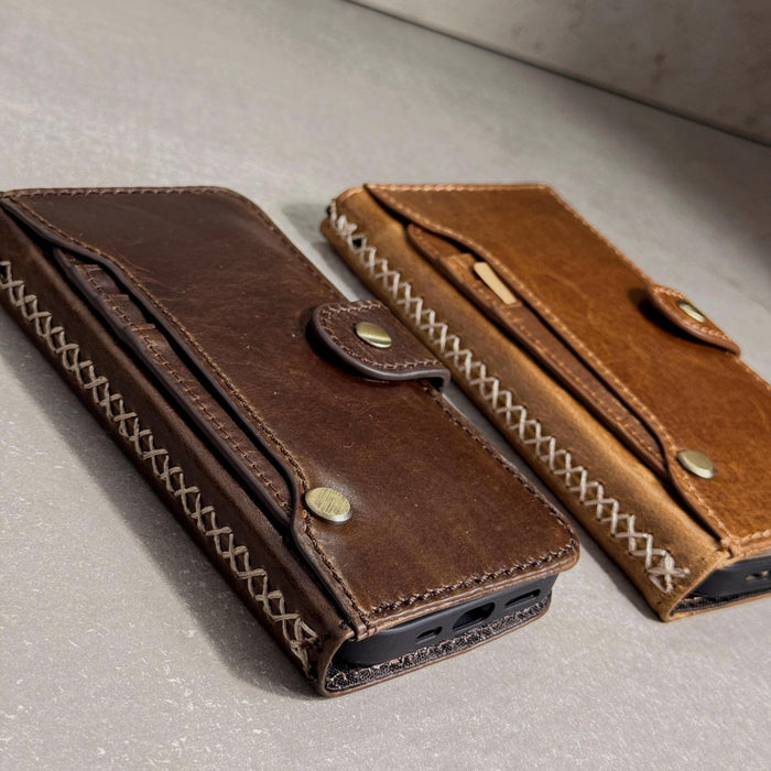 Genuine Leather fo OnePlus Open Case Wallet Handmade Wireless Luxury