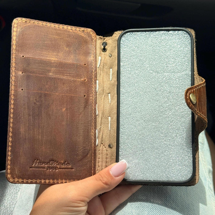 Genuine Leather fo OnePlus Open Case Wallet Handmade Wireless Luxury