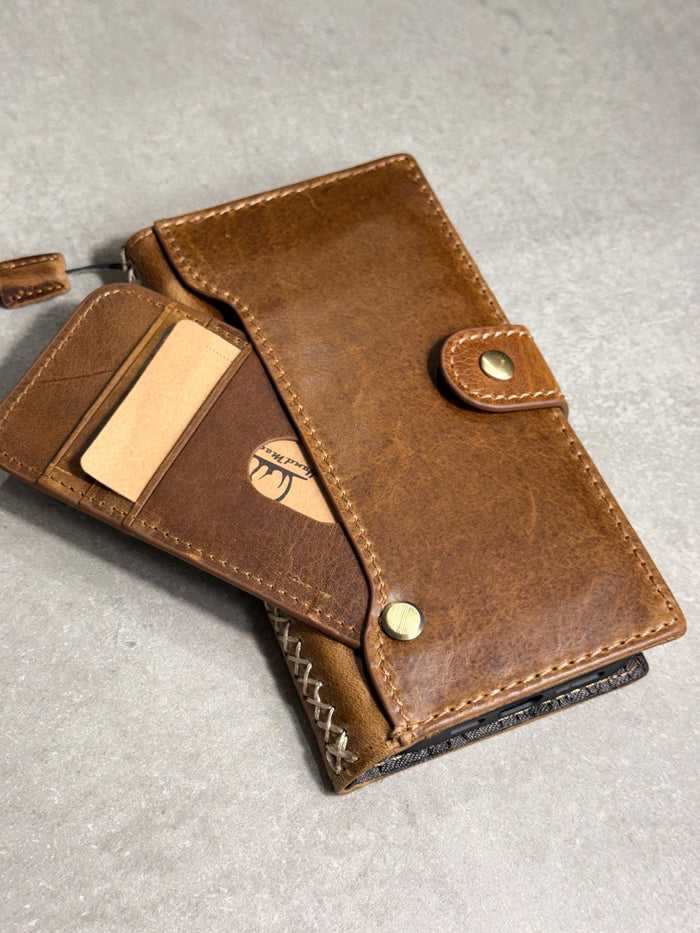 Genuine Leather fo OnePlus Open Case Wallet Handmade Wireless Luxury