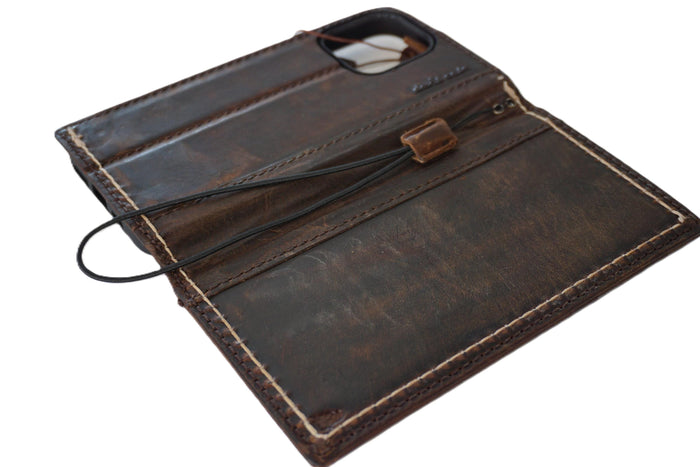 Genuine Leather fo OnePlus Open cover Wallet Handmade Wireless Luxury Hand sewing