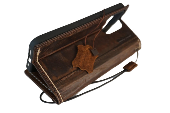 Genuine Leather fo OnePlus Open cover Wallet Handmade Wireless Luxury Hand sewing