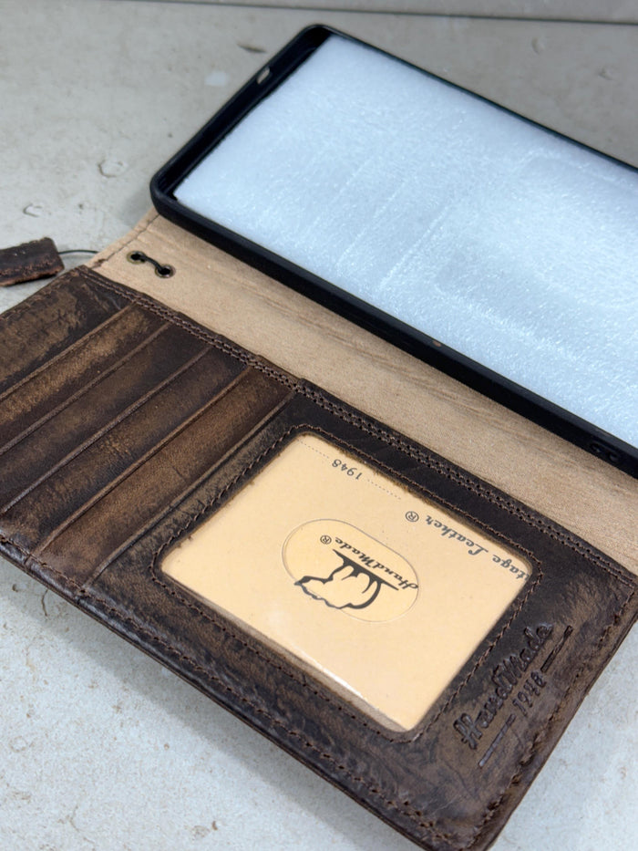 Genuine Leather fo OnePlus Open cover Wallet Handmade Wireless Luxury Hand sewing