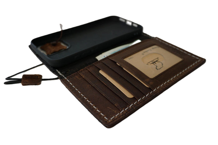 Genuine Leather fo OnePlus Open cover Wallet Handmade Wireless Luxury Hand sewing