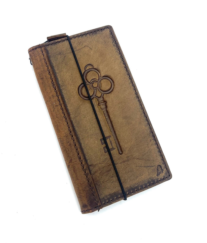 Genuine Leather Galaxy Phone Case: Art Wallet, Key Design