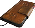 Genuine Leather Galaxy Phone Case: Paw Print Wallet Book