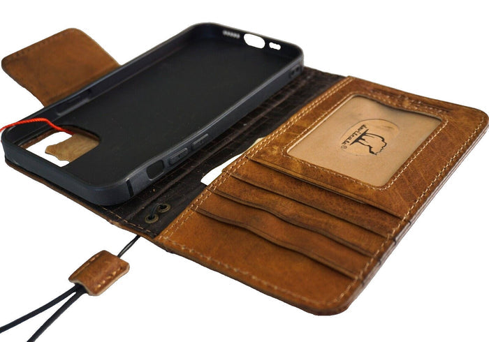 Genuine Leather Galaxy Phone Case: Paw Print Wallet Book
