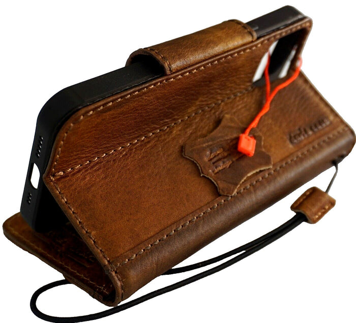 Genuine Leather Galaxy Phone Case: Paw Print Wallet Book