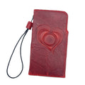 Genuine Leather Galaxy Phone Case: Red Heart Wallet