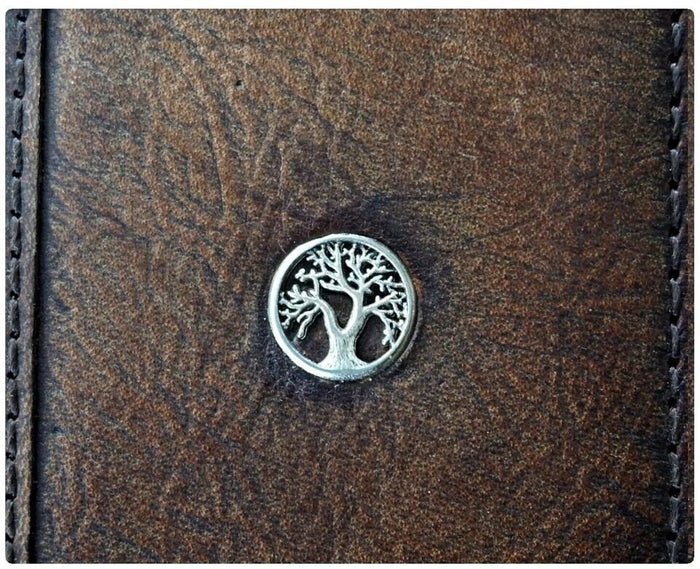 Genuine Leather Galaxy Phone Case: Tree of Life Art Wallet Book