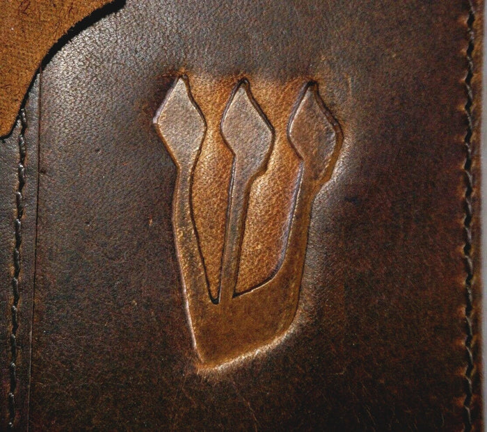 Genuine Leather Galaxy Phone Wallet Case: Jewish Mezuzah Cover
