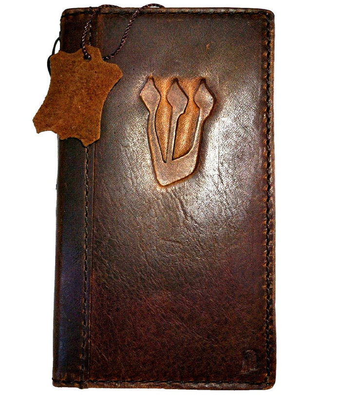 Genuine Leather Galaxy Phone Wallet Case: Jewish Mezuzah Cover