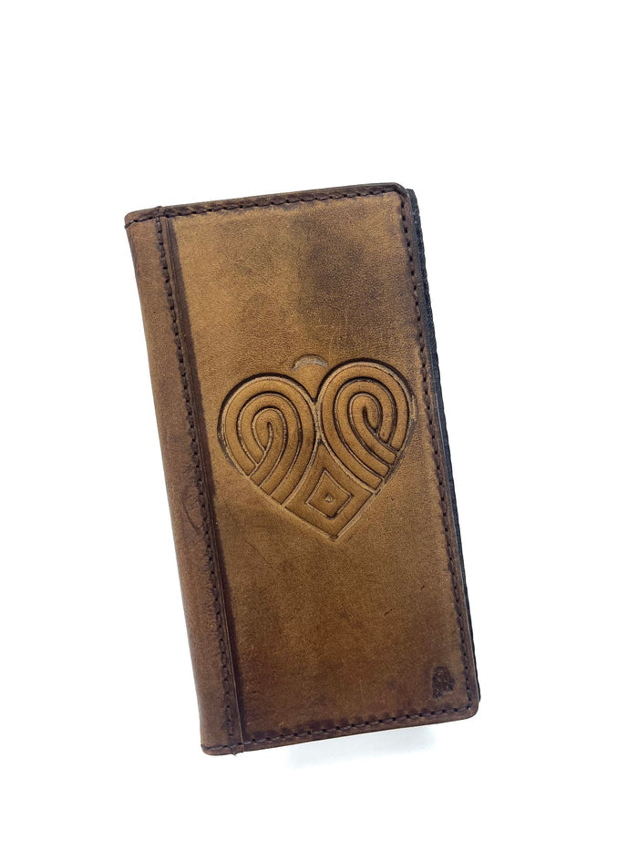 Genuine Leather Galaxy Wallet Case: Vintage Heart Design