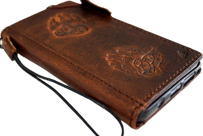 Genuine Leather Google Pixel Wallet Case: Bear Paw Design