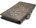 Genuine Leather Google Pixel Wallet Case: Vintage Crocodile Design