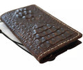 Genuine Leather Google Pixel Wallet Case: Vintage Crocodile Design