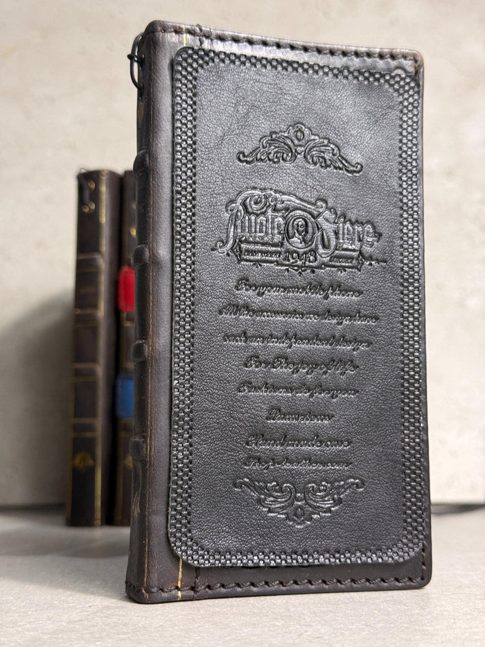 Genuine Leather Google Pixel Wallet Case: Vintage Hamsa Art Design
