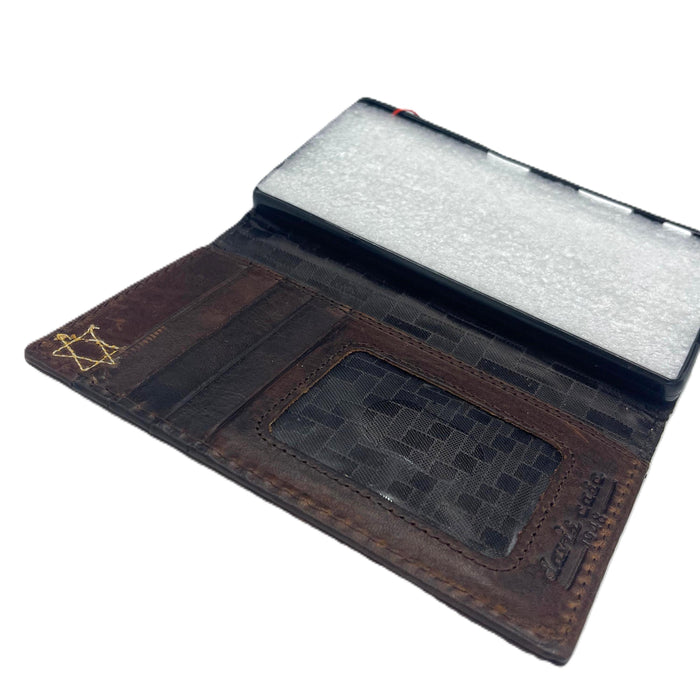 Genuine Leather Google Pixel Wallet Case: Vintage Star of David Cover