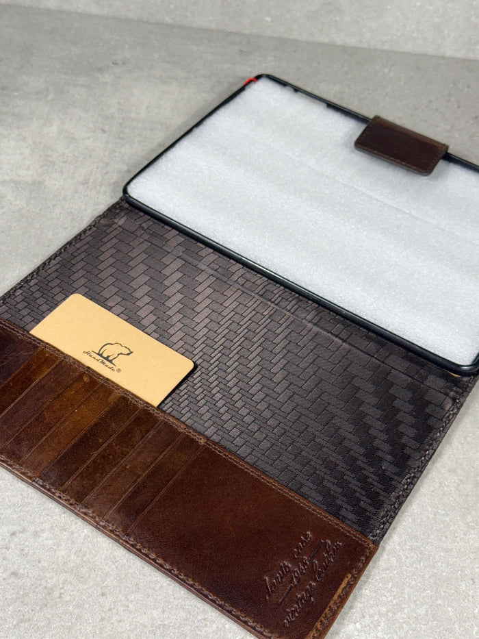 Genuine Leather iPad Pro Case: Slim Magnetic Brown Cover with Card Slots