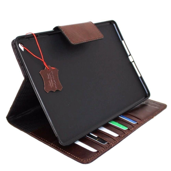 Genuine Leather iPad Pro Case: Slim Magnetic Brown Cover with Card Slots