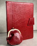 Genuine Leather iPad Pro Case: Slim Red Magnetic Cover with Card Slots