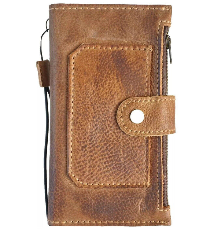 Genuine Leather iPhone Wallet Case: Credit Card Slots & Zipper