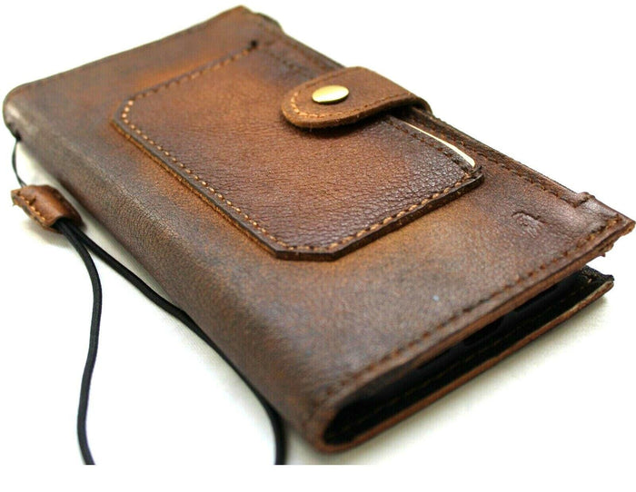 Genuine Leather iPhone Wallet Case: Credit Card Slots & Zipper