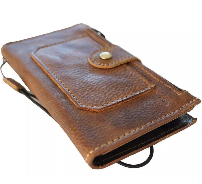 Genuine Leather iPhone Wallet Case: Credit Card Slots & Zipper