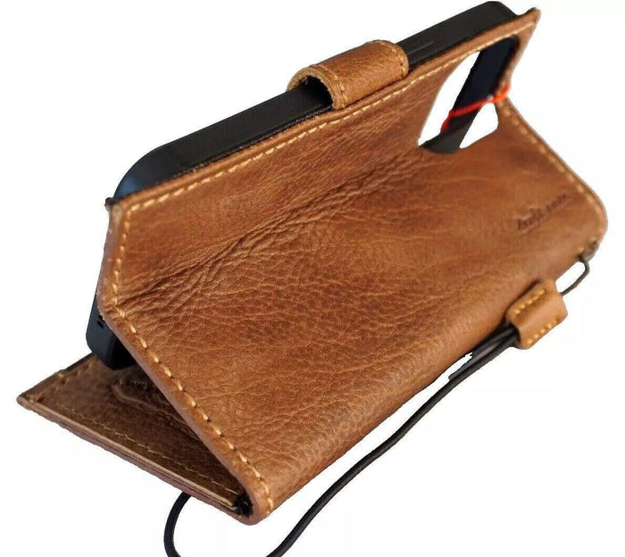 Genuine Leather iPhone Wallet Case: Credit Card Slots & Zipper