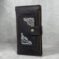 Genuine Leather iPhone Wallet Case: ID Window, Card Slots & Zipper