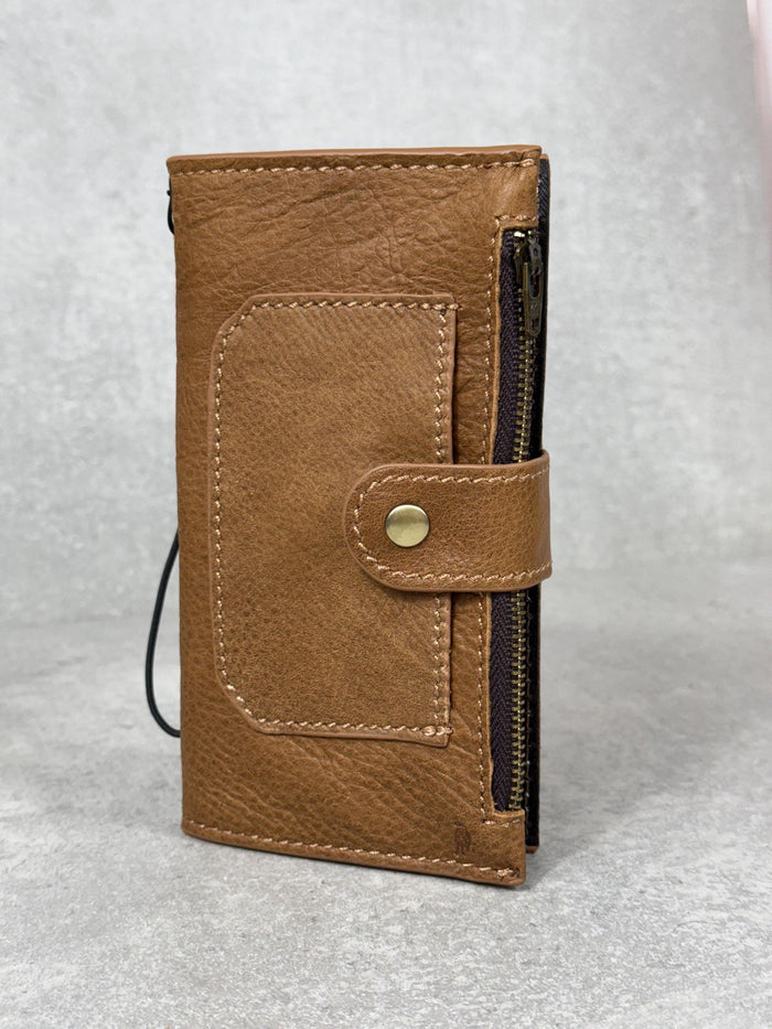 Genuine Leather iPhone Wallet Case: ID Window, Card Slots & Zipper