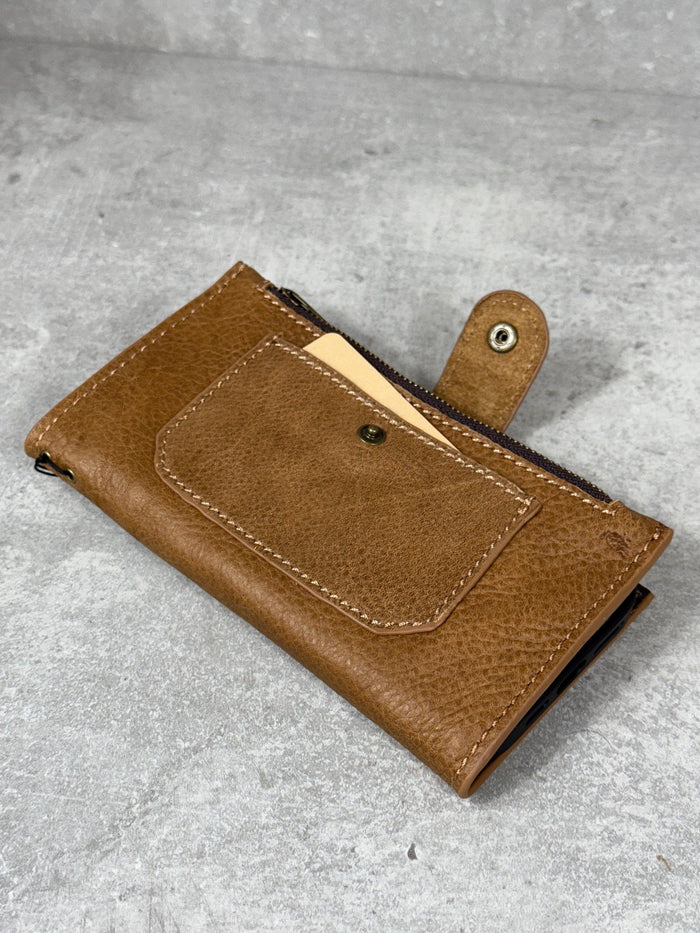 Genuine Leather iPhone Wallet Case: ID Window, Card Slots & Zipper
