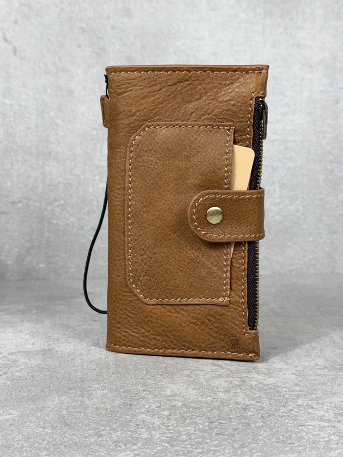 Genuine Leather iPhone Wallet Case: ID Window, Card Slots & Zipper