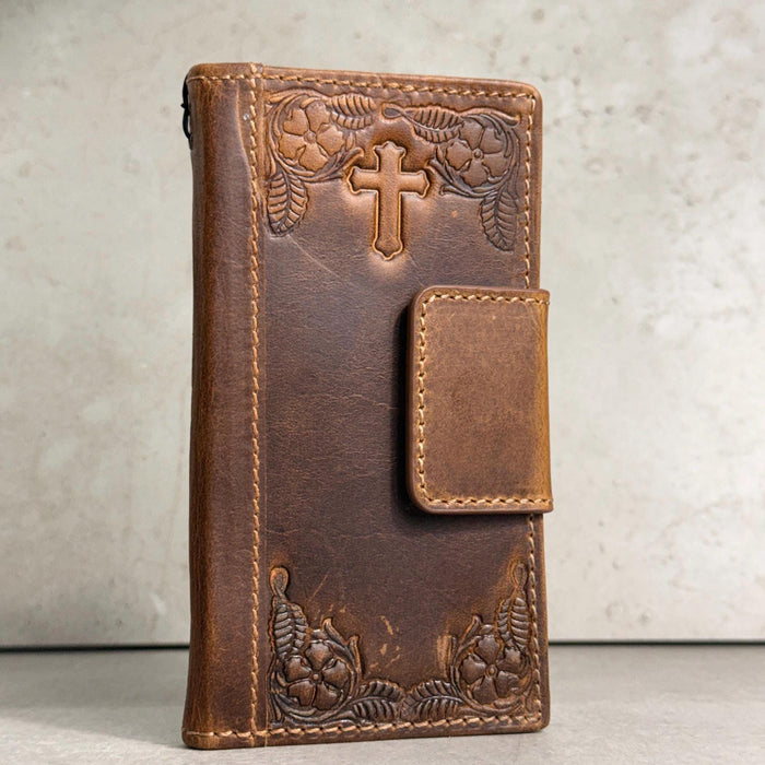 Genuine Leather iPhone Wallet Case: Magnetic Book Cover, Card Slots