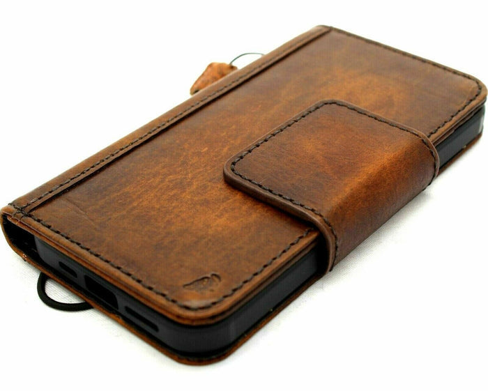 Genuine Leather iPhone Wallet Case: Magnetic Book Cover, Card Slots