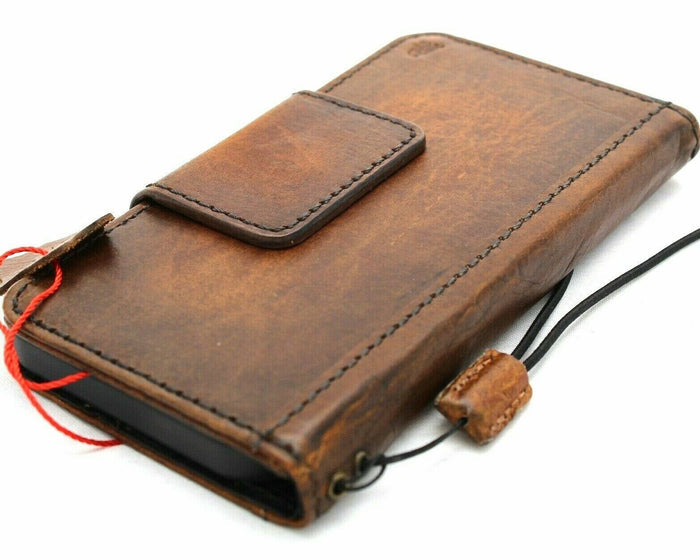 Genuine Leather iPhone Wallet Case: Magnetic Book Cover, Card Slots