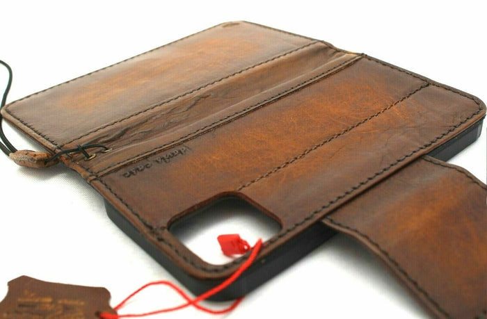 Genuine Leather iPhone Wallet Case: Magnetic Book Cover, Card Slots