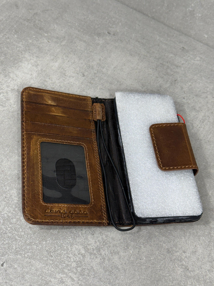 Genuine Leather iPhone Wallet Case: Magnetic Book Cover, Card Slots